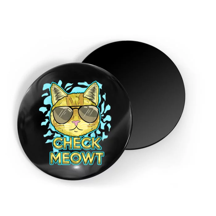 Funny Flirty Cat Pun Humor Cool Kitten Love Check Meowt Magnet