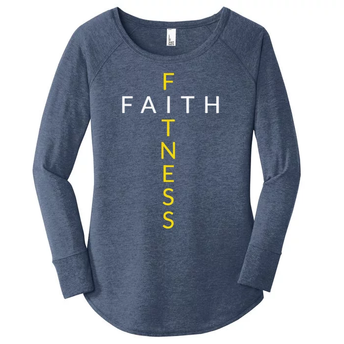 Faith Fitness Cross Christian Workout Modern Gym Women's Perfect Tri Tunic Long Sleeve Shirt