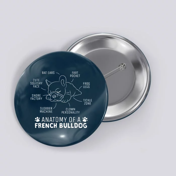 Funny Frenchie Clothes Gift Anatomy Of A French Bulldog Button