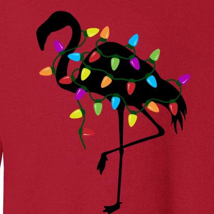 Funny Flamingo Christmas Holiday Tree Lights Toddler Sweatshirt