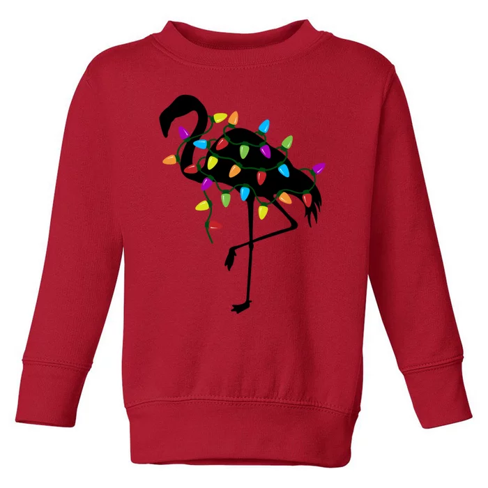 Funny Flamingo Christmas Holiday Tree Lights Toddler Sweatshirt