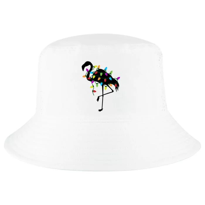 Funny Flamingo Christmas Holiday Tree Lights Cool Comfort Performance Bucket Hat