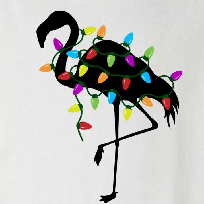 Funny Flamingo Christmas Holiday Tree Lights Toddler Long Sleeve Shirt