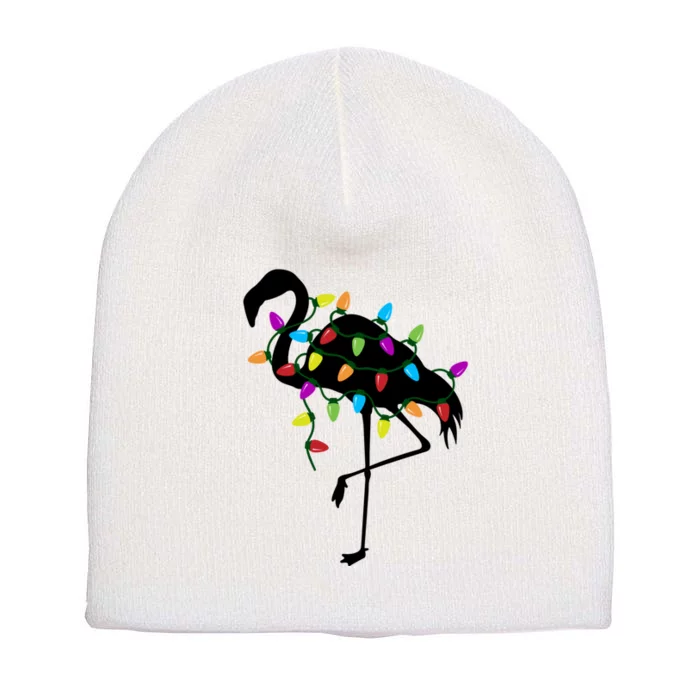 Funny Flamingo Christmas Holiday Tree Lights Short Acrylic Beanie