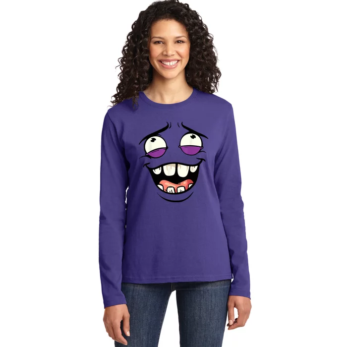 Funny Face Cartoon Laughing Face Expression Humor Ladies Long Sleeve Shirt