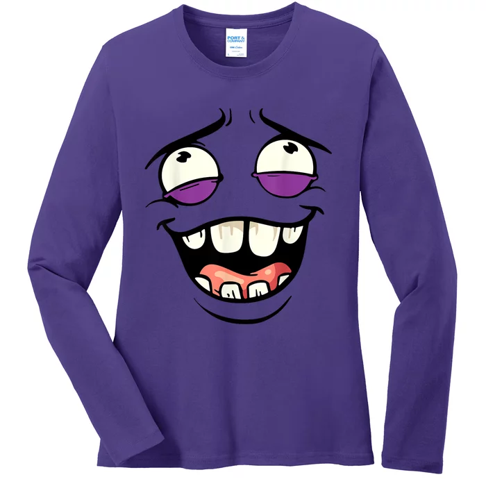 Funny Face Cartoon Laughing Face Expression Humor Ladies Long Sleeve Shirt