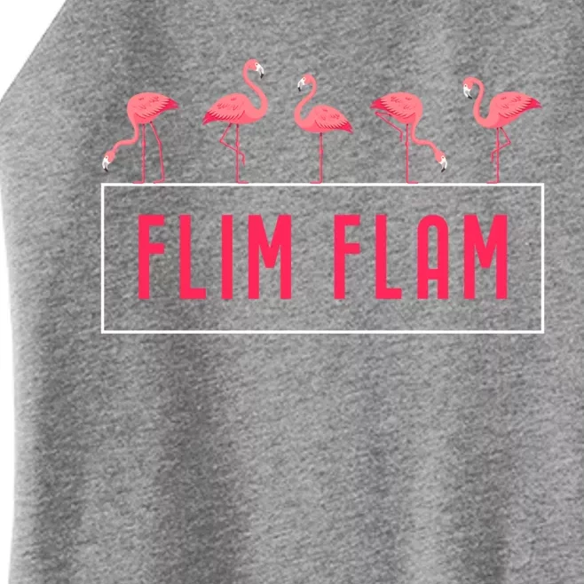 Flim Flam Cute 5 Flamingos Witty Humor Gift Women’s Perfect Tri Rocker Tank