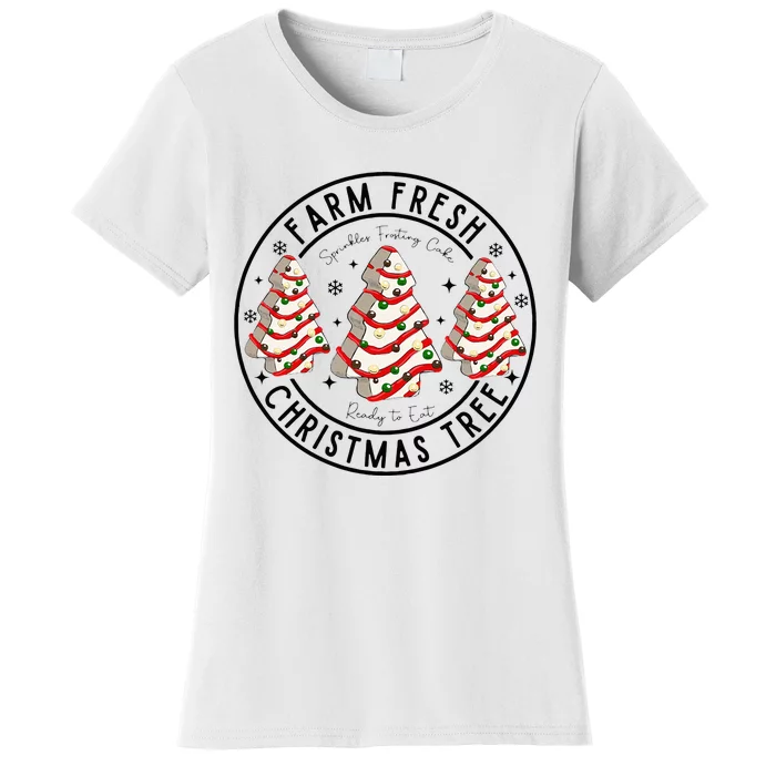 Farm Fresh Christmas Tree Cakes Debbie Family Xmas Pajamas Women's T-Shirt