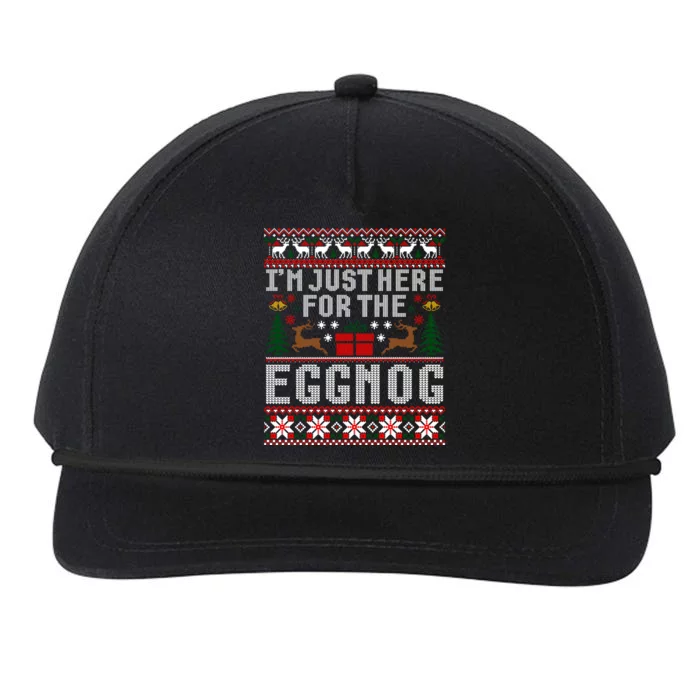 Funny Favorite Christmas Food Im Just Here For The Eggnog Gift Snapback Five-Panel Rope Hat