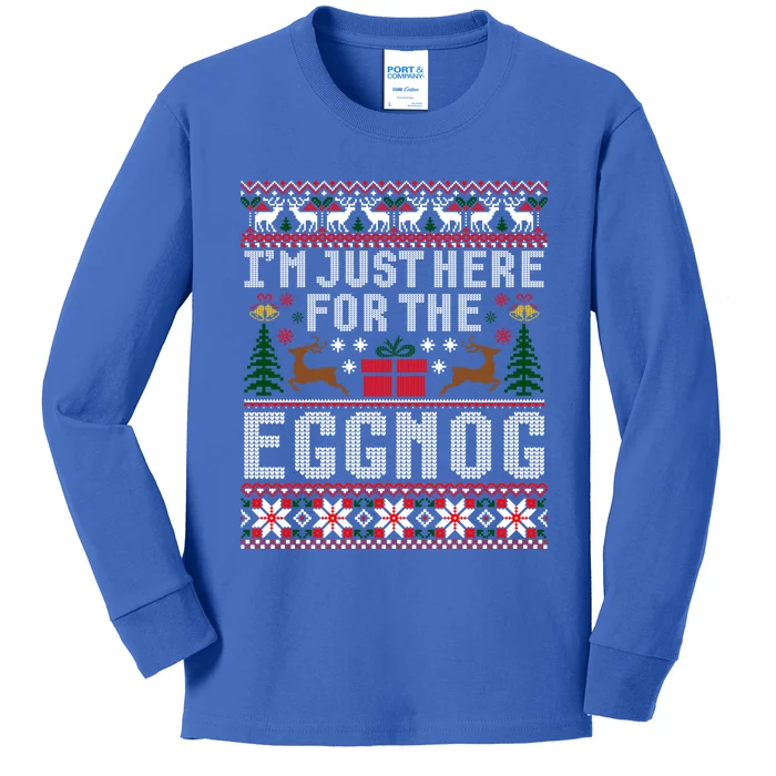 Funny Favorite Christmas Food Im Just Here For The Eggnog Gift Kids Long Sleeve Shirt