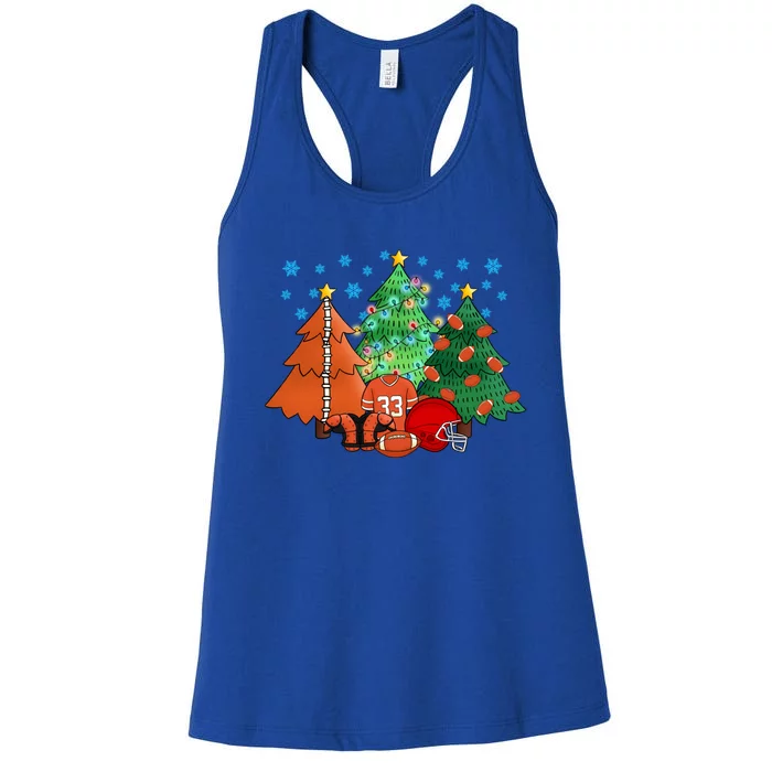 Funny Football Christmas Tree Xmas Football Lover Sports Funny Gift Women's Racerback Tank