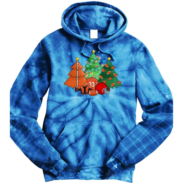 Funny Football Christmas Tree Xmas Football Lover Sports Funny Gift Tie Dye Hoodie