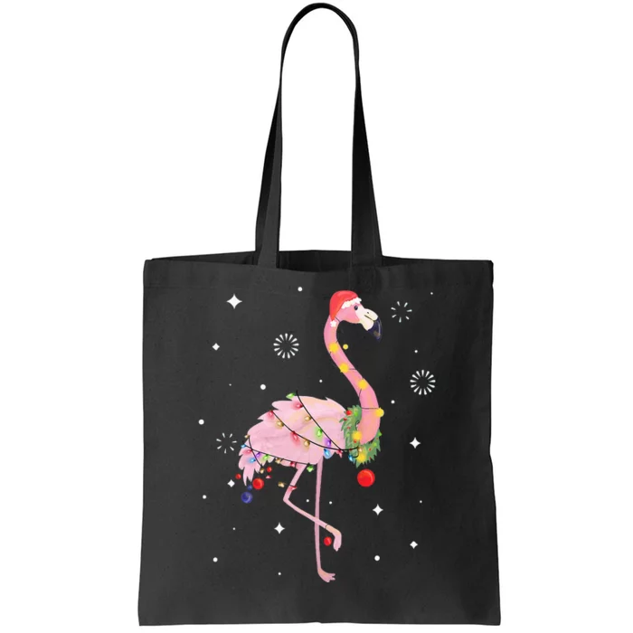 Festive Flamingo Christmas Tree Decorations Tote Bag