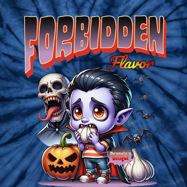 Forbidden Flavor Cute Dracula Halloween Garlic Theme Tie-Dye T-Shirt