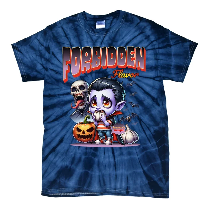 Forbidden Flavor Cute Dracula Halloween Garlic Theme Tie-Dye T-Shirt