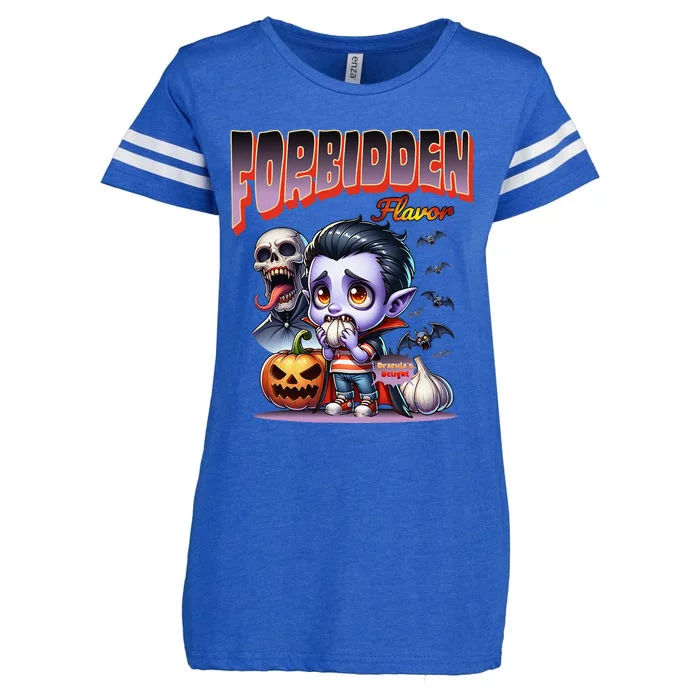 Forbidden Flavor Cute Dracula Halloween Garlic Theme Enza Ladies Jersey Football T-Shirt