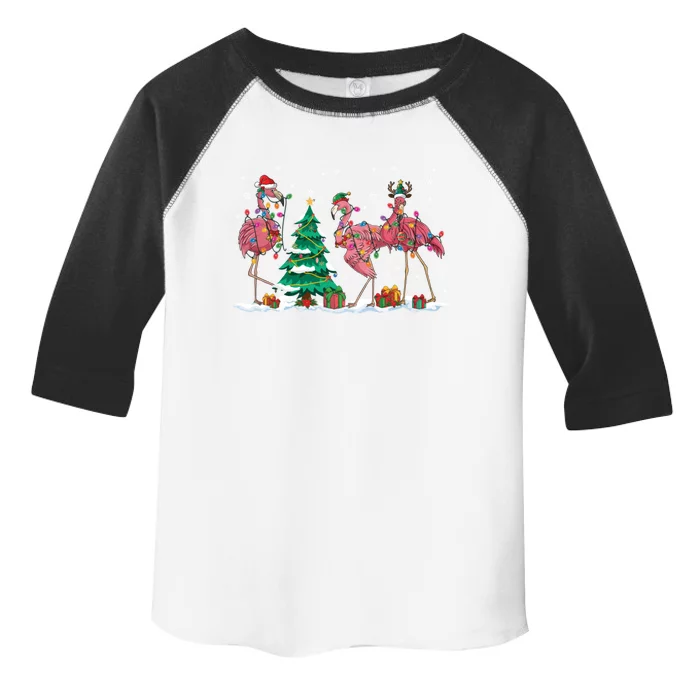 Funny Flamingo Christmas Lights Santa Xmas Flamingo Lovers Gift Toddler Fine Jersey T-Shirt