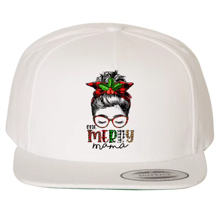 Festive Family Christmas Merry Mama's Messy Bun Wool Snapback Cap