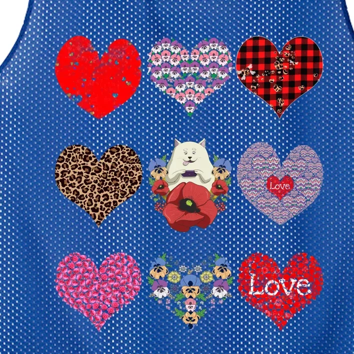 Funny Floral Cat Hearts Pattern Cute Cat Mom Valentines Day Gift Mesh Reversible Basketball Jersey Tank