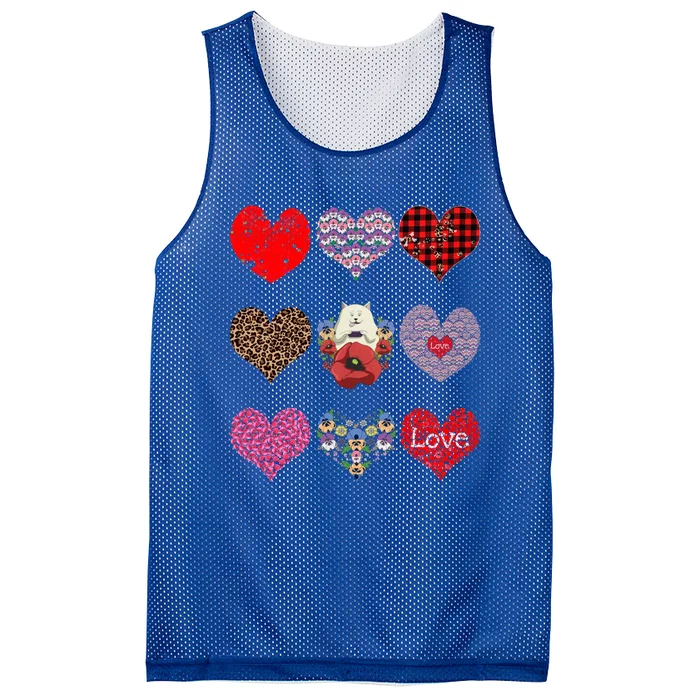 Funny Floral Cat Hearts Pattern Cute Cat Mom Valentines Day Gift Mesh Reversible Basketball Jersey Tank