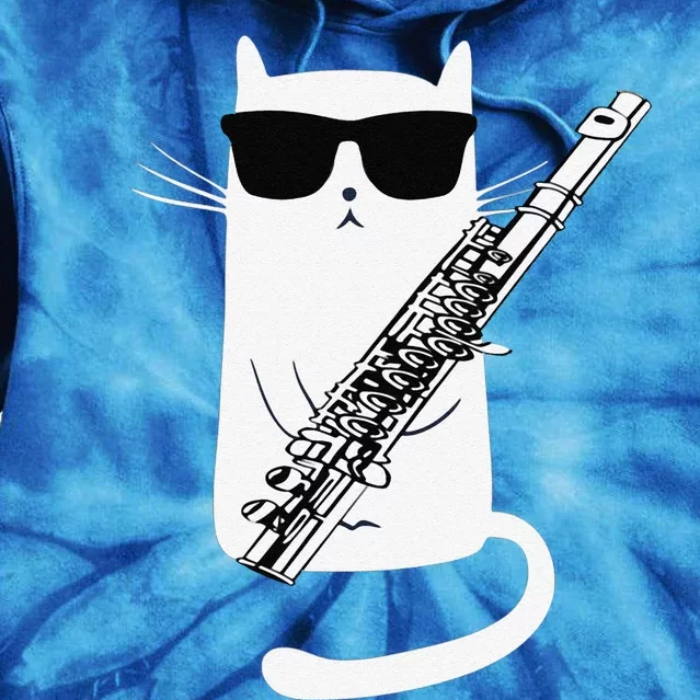 Funny Funny Cat Wearing Sunglasses Playing Flute Great Gift Tie Dye Hoodie