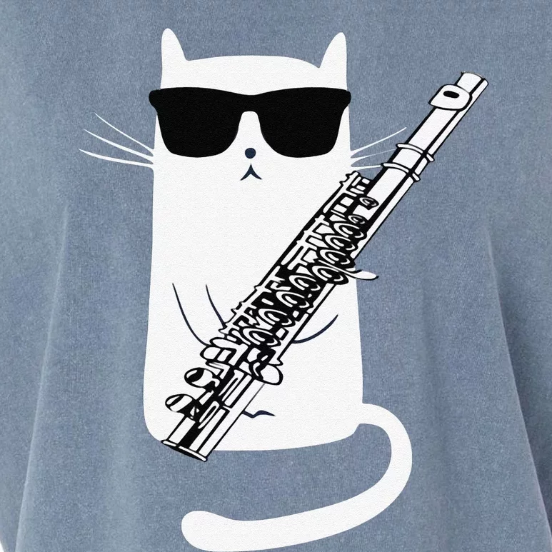 Funny Funny Cat Wearing Sunglasses Playing Flute Great Gift Garment-Dyed Women's Muscle Tee