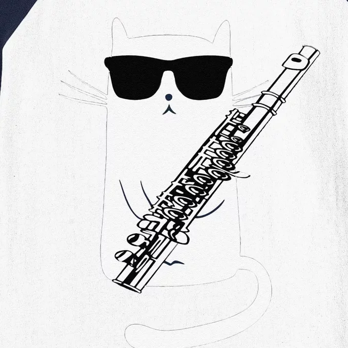 Funny Funny Cat Wearing Sunglasses Playing Flute Great Gift Baseball Sleeve Shirt