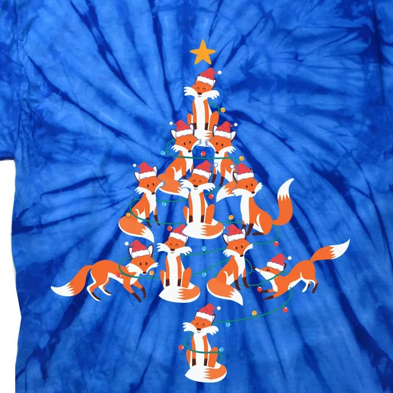 Funny Fox Christmas Tree Light Foxes Xmas Tie-Dye T-Shirt