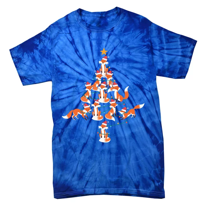 Funny Fox Christmas Tree Light Foxes Xmas Tie-Dye T-Shirt