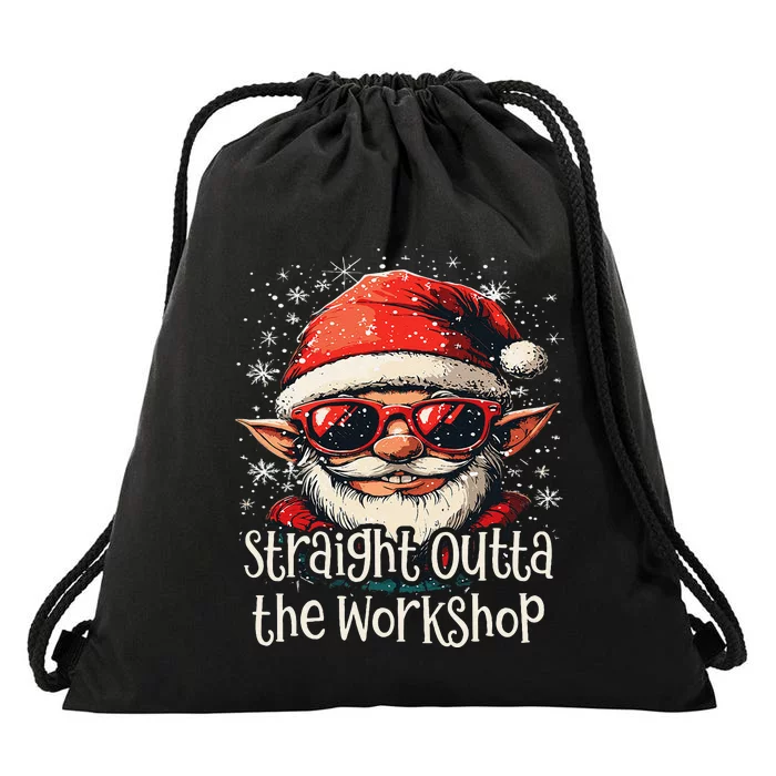 Fun Festive Christmas Straight Outta The Workshop Elf Drawstring Bag