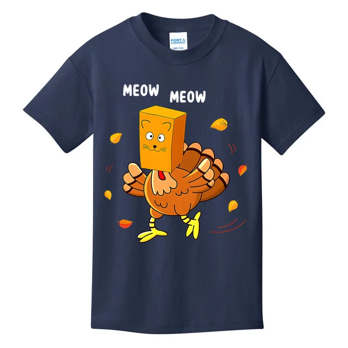 Funny Fake Cat Meow Meow I'm A Cat Turkey Thanksgiving Kids T-Shirt