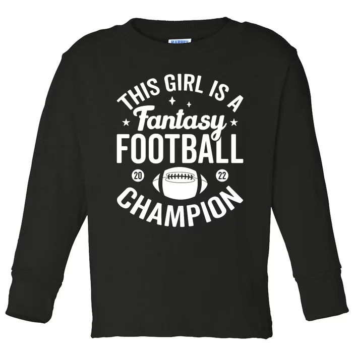 Fantasy Football Champion Statement Art Toddler Long Sleeve Shirt