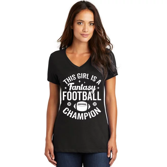 Fantasy Football Champion Statement Art Women's V-Neck T-Shirt