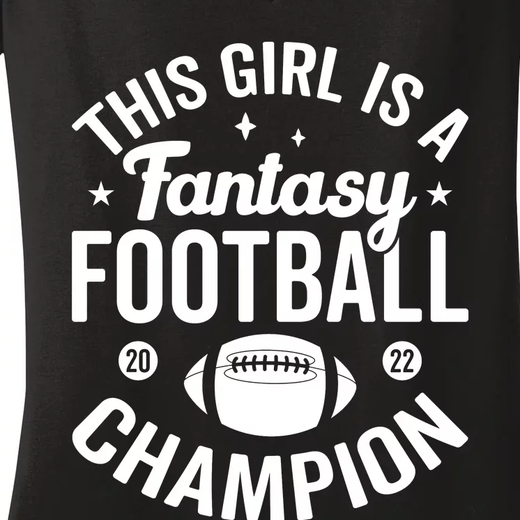 Fantasy Football Champion Statement Art Women's V-Neck T-Shirt