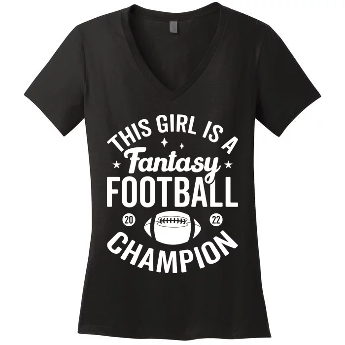 Fantasy Football Champion Statement Art Women's V-Neck T-Shirt