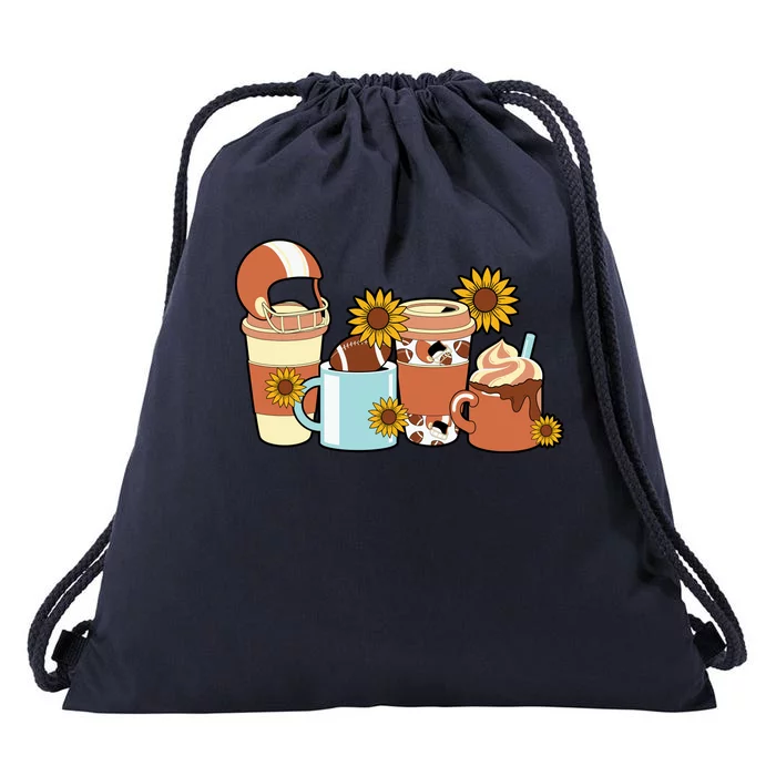 Football Fall Coffee Lover Drawstring Bag