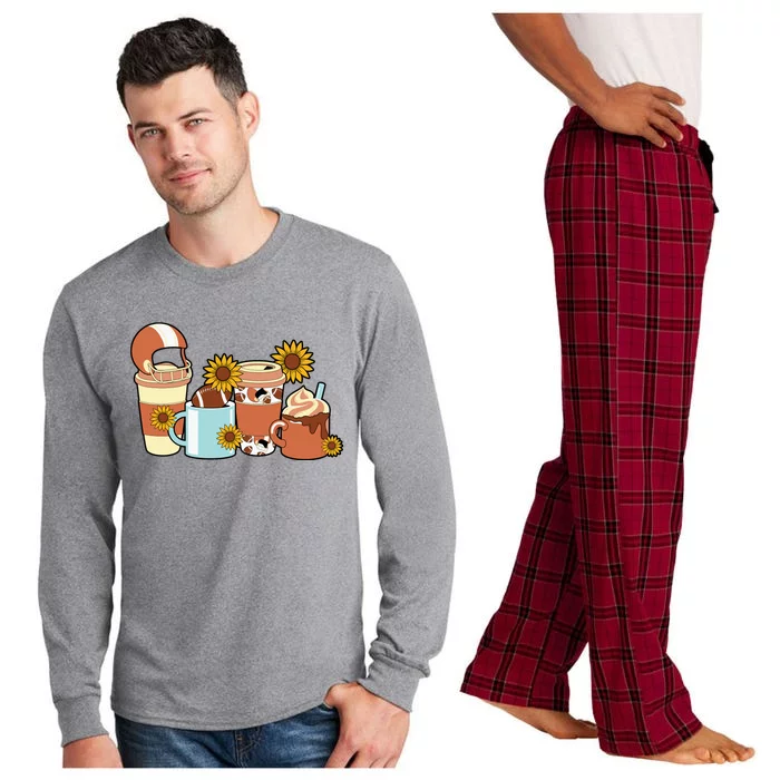 Football Fall Coffee Lover Long Sleeve Pajama Set