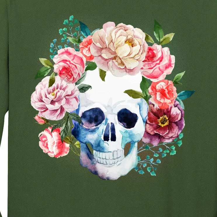 Fancy Flower Crown Skull Long Sleeve Shirt