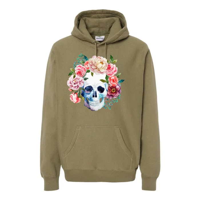 Fancy Flower Crown Skull Premium Hoodie