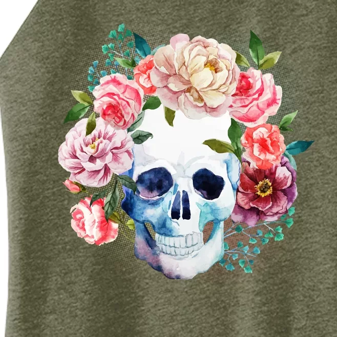 Fancy Flower Crown Skull Women’s Perfect Tri Rocker Tank