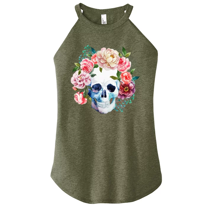 Fancy Flower Crown Skull Women’s Perfect Tri Rocker Tank