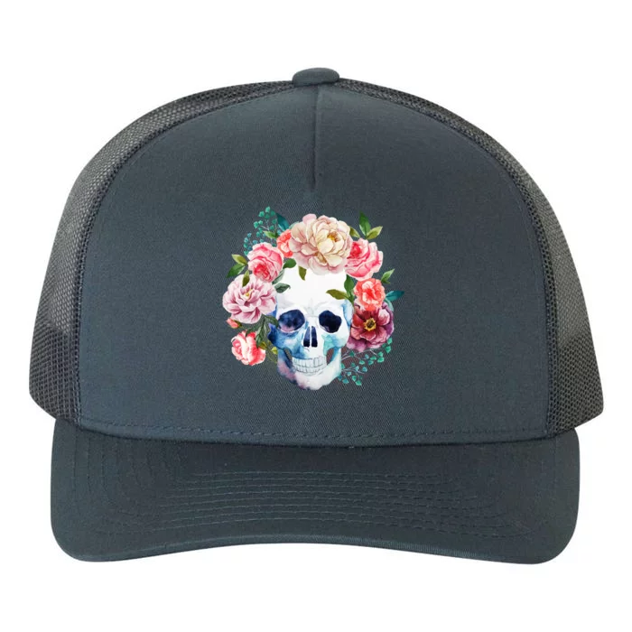 Fancy Flower Crown Skull Yupoong Adult 5-Panel Trucker Hat