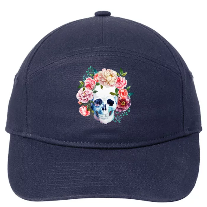 Fancy Flower Crown Skull 7-Panel Snapback Hat