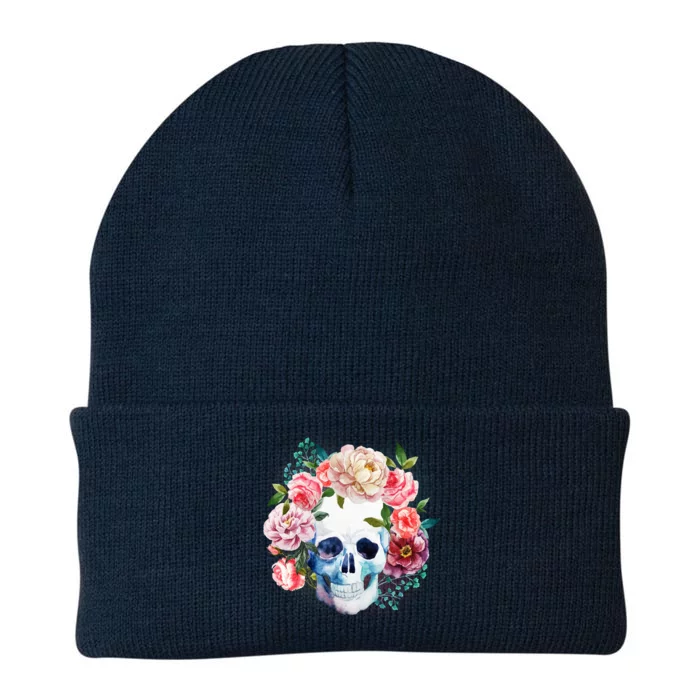 Fancy Flower Crown Skull Knit Cap Winter Beanie