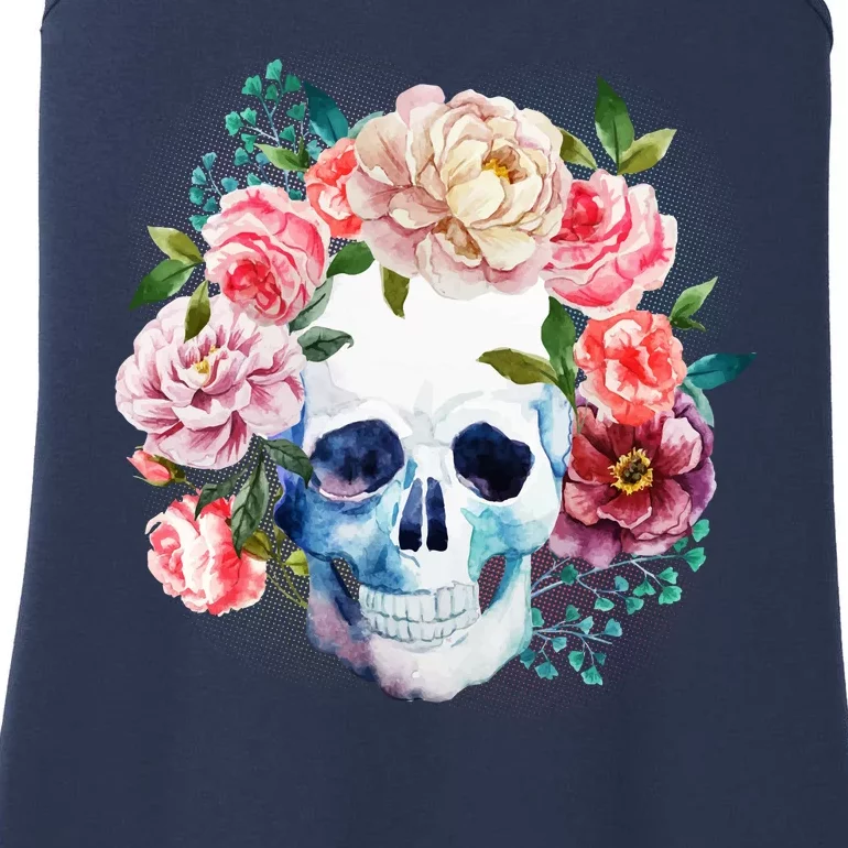 Fancy Flower Crown Skull Ladies Essential Tank