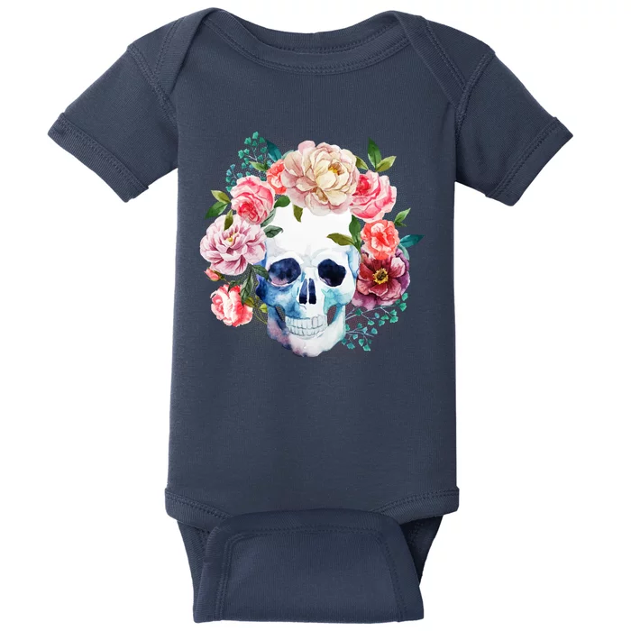 Fancy Flower Crown Skull Baby Bodysuit