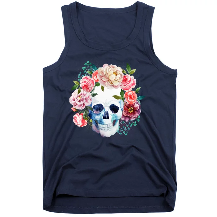 Fancy Flower Crown Skull Tank Top