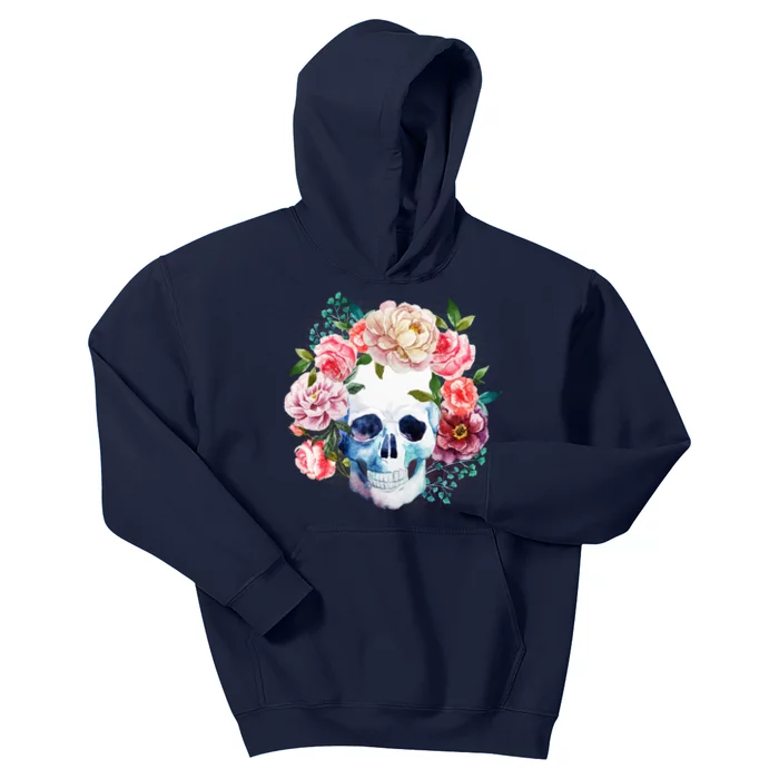 Fancy Flower Crown Skull Kids Hoodie