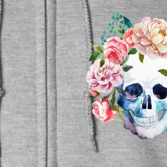 Fancy Flower Crown Skull Full Zip Hoodie