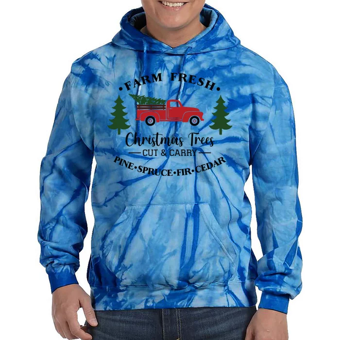 Farm Fresh Christmas Trees Christmas Tree Farm Truck Farmer Tie Dye Hoodie